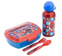 Set de botella de aluminio de 400 ml y fiambrera con cubiertos de Spider-man