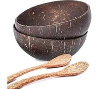 Set de Bowls de Coco Ecológicos con Cucharas - Incluye 2 Bowls y 2 Cucharas + Recetas de Smoothies