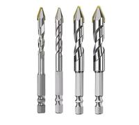 Set de brocas perforación torcidas excéntricas 4 piezas Broca carburo tungsteno para albañilería vidrio hormigón cerámica ladrillo plástico pared y madera mango 6 35mm