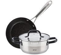 Set de Cacerola 20x8.5 cm con tapa, acero inoxidable, apta para inducción y Sarten 20x5.0 cm aluminio forjado apta para inducción SAN IGNACIO VITA