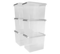 Set de cajas de almacenaje Comfort Line (L x An x Al: 38 x 50 x 40 cm, Plástico, Transparente, 6 ud.)