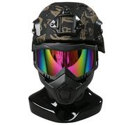 Set de Casco Táctico para Niños, Equipo de Juego rol CS con Modelo Visión Nocturna Falso, Juguete Entrenamiento al Aire Libre(BK-b)