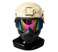 Set de Casco Táctico para Niños, Equipo de Juego rol CS con Modelo Visión Nocturna Falso, Juguete Entrenamiento al Aire Libre(Tan-c)