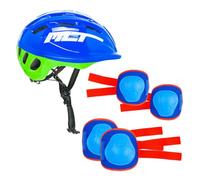 Set de Casco y Protecciones Azul Moltó - Seguridad para Niños en Actividades al Aire Libre - Incluye Rodilleras y Coderas
