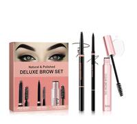Set de cejas Deluxe: kit completo para cejas naturales o definidas con un delineador para darles forma con precisión, un lápiz para rellenarlas sin dejar marcas y un gel transparente