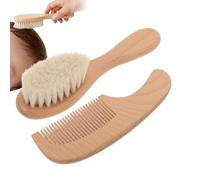Set de Cepillo para Cabello Infantil Cerdas Naturales con Mango de Madera | Kit De Peine-Cepillo Para El Cabello Para Desenredar y Peinar Diario Viaje y Guardería
