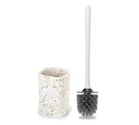 Set de Cepillo para Inodoro y Soporte Vigar Zense, Cepillo para Inodoro con Soporte de Piedra de poliresina, Sets de baño para decoración y Accesorios de baño, Terrazzo