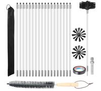 Set de cepillos de limpieza de chimenea de 4" con 18 varillas de nylon flexibles de 41 cm y 2 cabezales de cepillo, juego de cepillo y varilla de limpieza de chimenea, kit de cepillo para chimenea