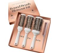 Set de Cepillos Redondos Lily England, 4 Piezas Kit Profesional de Secado con 3 Cepillos Redondos y Peine para Peinar, Regalo de Belleza para Mujeres