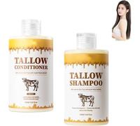 Set de Champú y Acondicionador con Sebo, Set de Cuidado Capilar con Sebo Natural, Repara el Cabello Seco y Dañado, Restaura la Suavidad y el Brillo, Nutre y Controla la Grasa, Fortalece y Refuerza el