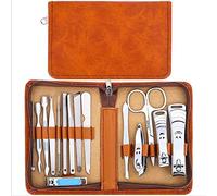 Set de Clippers de uñas Juego de cortaúñas con Bolsa con Cremallera de PU de Dos Colores, Herramientas for uñas, Juego de cortaúñas de Acero al Carbono 15 unids/Set Set de manicura (Color : 2)