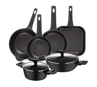 Set de cocina con 2 cacerolas ø20ø28cm en aluminio forjado + 2 sartenes ø24ø28cm + sartén grill 28x28cm + wok ø30cm en aluminio fundido copper bergner 28 cm