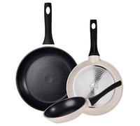 Set de Cocina de 3 piezas: Juego de 3 Sartenes Ø20Ø24Ø28cm en Aluminio forjado de color blanco, Aptas para inducción y antiadherente EXPERT NERJA San Ignacio