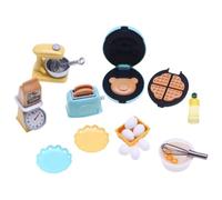 Set de cocina de casa de muñecas, accesorios de cocina de plástico para la casa de muñecas de 10 piezas/set que incluyen fabricante de gofres, tostadora, stand de escala, mezclador, 1 muebles de 12 e