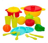 ColorBaby Bolsa de Alimentos de Juguete, Cesta Frutas y Verduras Juguete, Comida Juguete plástico, Comida de Juguete, 20 Piezas, menaje para niños, Accesorios Cocina Juguete, + 24 Meses