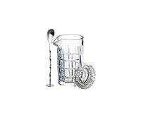 Set de coctelería BarCraft con vaso mezclador de cristal tallado de 500 ml de capacidad, cuchara mezcladora de acero inoxidable, colador de espino para cócteles y libro de recetas, 1 set