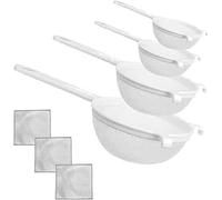 Set de coladores 4 piezas, Colador de té 8 cm, Colador doméstico ø 14 cm ø 10 cm ø 18 cm, Spezial, Plástico, Blanco