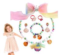 Set de collar Little Mermaid, juego de joyas de - 7x Pendientes de collar de brazalete de princesa Mermaid Juego de pendientes | Fetend Play Accesorios de disfraces, decoraciones de fiesta para ropa d