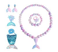 Set de collar Little Mermaid, juego de joyas de | 7x Pendientes de collar de brazalete de princesa Mermaid Juego de pendientes,Fetend Play Accesorios de disfraces, decoraciones de fiesta para ropa dia