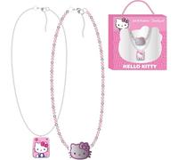Set de collares Hello Kitty 2 piezas para niñas | Joyería infantil con colgantes Sanrio y cuentas decorativas en estuche de regalo