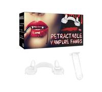 Set de Colmillos de Vampiro Retráctiles - Dientes realistas y aterradores con adhesivo de gel, prótesis ajustables para fiestas de cosplay de Halloween