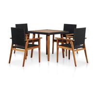 Set de comedor de jardín 5 pzas ratán sintético negro y marrón vidaxl