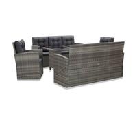 Set de comedor de jardín 5 pzas y cojines ratán sintético gris vidaxl 66 cm