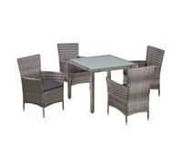 Set de comedor de jardín 5 pzas y cojines ratán sintético gris vidaxl