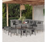 Set de comedor de jardín 6 pzas y cojines ratán sintético gris