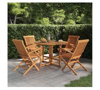 Set de comedor de jardín plegable 5 pzas madera maciza de teca vidaxl