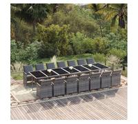 Set de comedor jardín 15 pzas con cojines ratán sintético gris vidaxl 387 cm