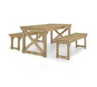 Set de comedor para jardín 3 pzas madera maciza pino impregnada vidaxl 38 cm