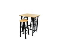 Set de comedor risueñor mesa alta + 2 taburete negro/natural