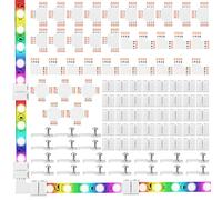 Set de Conectores de Tira Luz LED de 4 Pines de 95 Piezas Incluye Clips de Fijación de Tornillos, Placa PCB Cortable en T, L y X para Tira LED SMD 5050 RGB Conector sin Soldadura ni Huecos