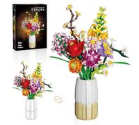 Set de Construcción de Ramo de Flores con Jarrón 2 en 1, Ramos de Flore Artificiales para Adultos y Mujeres, Compatible con la Colección Botánical de Ramos de Flores de Lego, 1458 Piezas
