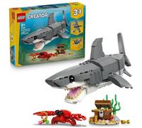 LEGO Creator 3en1 Feroz Tiburón con Cofre del Tesoro de Juguete - Figuras de Animales Marinos Pez Abisal o Mantarraya - Decoración para el Dormitorio - Regalo para Niños y Niñas de 8+ Años - 31381