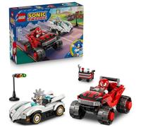 LEGO Sonic The Hedgehog Coche de Silver vs. Monster Truck de Knuckles - Camión de Juguete con 2 Minifiguras y 2 Chaos Emeralds - Regalo Gamer para Niños y Niñas de 8+ Años - 77118