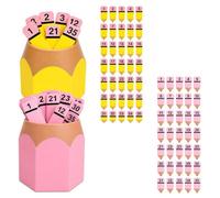 Set de conteo con forma de lápiz, tablero reutilizable de secuencias numéricas para el aula, juego de clasificación numérica (1-35), material manipulativo de matemáticas para niños (#All)