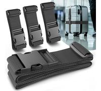 Set de correas para maleta de 4 unidades - Correas para maleta seguras y visibles - Correa de equipaje con etiquetas de nombre - Correa para maleta - Negro