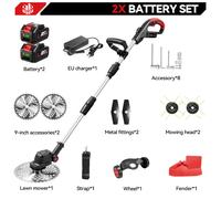 Set de cortacésped eléctrico sin escobillas de 9 pulgadas, cortacésped plegable y ajustables, adecuado para cortar césped y arbustos de jardines domésticos al , compatible con baterías ONEVAN