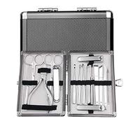 Set de cortaúñas para hombres con estuche de aleación de aluminio, kit de manicura y pedicura 16 en 1 para mujeres y niñas, tijeras profesionales de acero al carbono