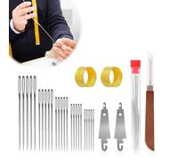 Set de Costura 31 Piezas, Costurero Portátil con 25 Agujas de Acero Ojo Grande, 2 Enhebrador de Agujas, 2 Dedales y 1 Sacabocados, Enhebrador de Agujas de Coser a Mano para Principiantes y Manualidade