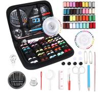 Set de costura compacto y portátil Kit de costura completo con hilos, agujas, tijeras, cinta métrica y botones, portátil, for viajes, bordado, manualidades(128pcs 12X17.5cm)