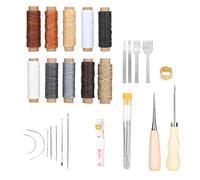 Set de costura para cuero, kit de cosido a mano para reparación de cuero y manualidades DIY, incluye hilo encerado, agujas, cinceles, dedal y regla en una caja de almacenamiento