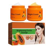 Set de Crema Iluminadora y Antimanchas de Papaya - Fórmula natural de cúrcuma y papaya que atenúa pecas, manchas de la edad y ojeras, unificando el tono de la piel.