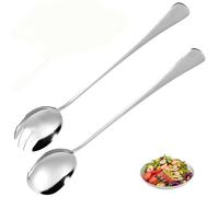Set de Cubiertos para Ensalada Acero Inoxidable 28cm,2 Piezas Cuchara y Tenedor Servir Ensalada,Pasta,Postre,Sopas,Servidores para Ensaladas de Acero Inoxidable con Largo Mango para Cocina y Fiestas