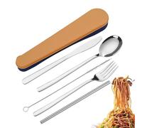 Set de Cubiertos Portátil | Kit de vajilla de acero inoxidable | Juego Cubiertos para Acampar | Para Campismo, Senderismo, Oficina, Aire libre, Almuerzo, Mochilero, Viaje, Centro escolar