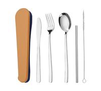 Set de Cubiertos Portátil,Kit de Vajilla Portátil en Acero Inoxidable,Juego de cubiertos de acero inoxidable | Para Campismo, Senderismo, Oficina, Aire libre, Almuerzo, Mochilero, Viaje, Centro escola