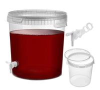 Set de cubo de fermentación KADAX 33L con grifo de salida, recipiente de fermentación de plástico con grifo de drenaje para elaboración de vino, grifo de salida con junta y contratuerca, recipiente de
