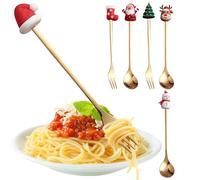 Set De Cucharas De Café Navideñas - Cucharas De Acero Inoxidable | Decoración De Mesa Para Navidad, Fiestas Y Reuniones Familiares | Juego De Cubiertos Apto Para Lavavajillas Y Tenedores